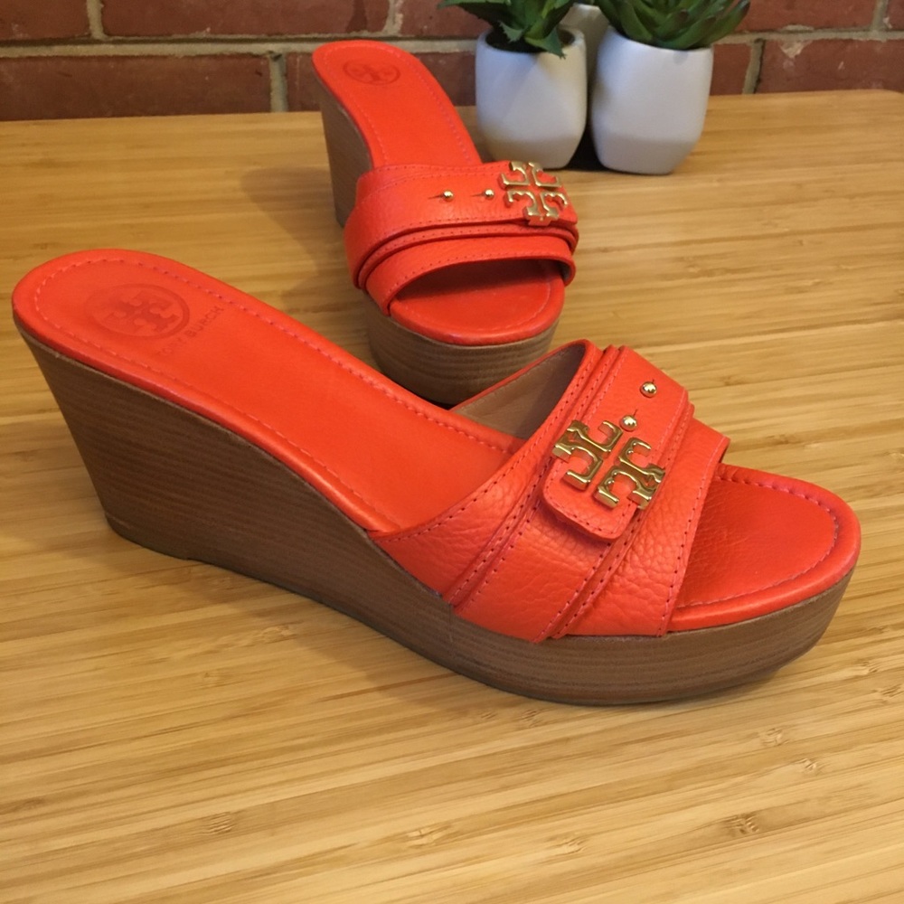 Tory Burch Elina Mid-Wedge Slide Platform Sandal